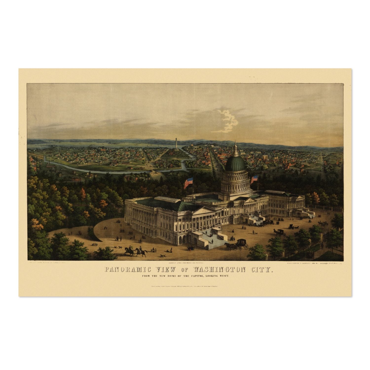 Washington DC 1856 Panoramic Map poster print