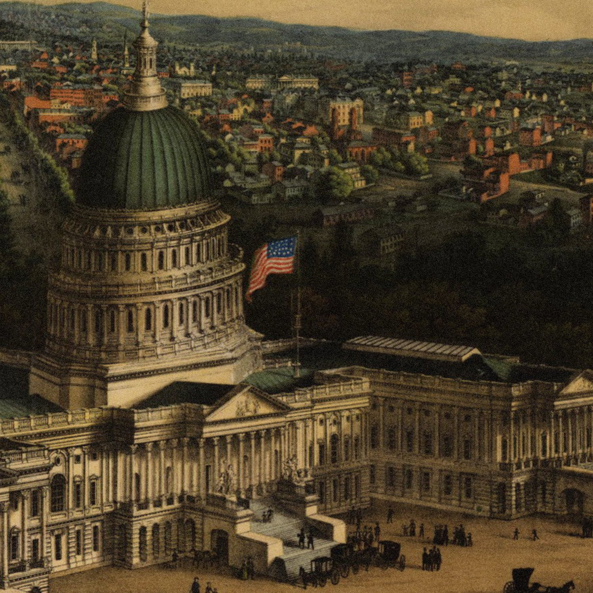 Close-up detail of the Washington DC 1856 Panoramic Map print
