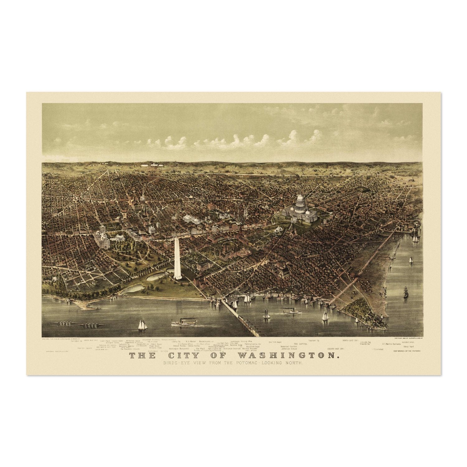 Washington DC 1880 Panoramic Map poster print
