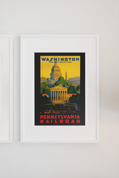 Washington Pennsylvania Railroad poster on a light wall