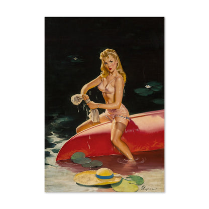 We Had a Little Falling Out by Gil Elvgren, pin-up poster — framed print