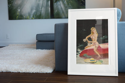 We Had a Little Falling Out by Gil Elvgren, pin-up poster — living room wall