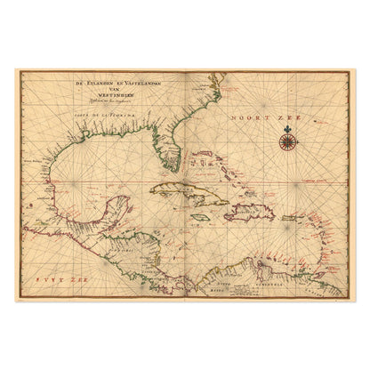 West Indies 1639 Chart vintage print