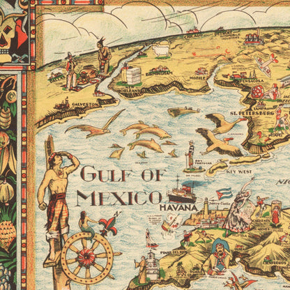 Close-up detail of the West Indies 1936 Pictorial Map