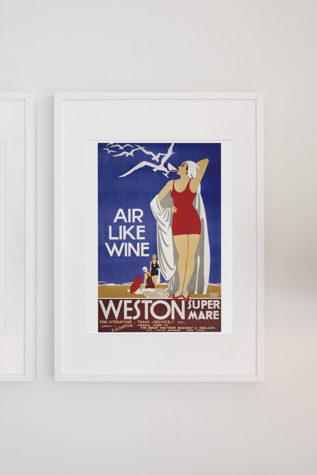 Weston super Mare Air Like Wine poster on a light wall