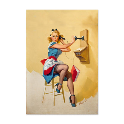 What a Line by Gil Elvgren, pin-up poster — framed print