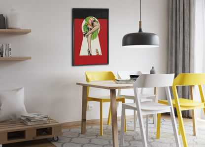 What a View poster framed above a dining table