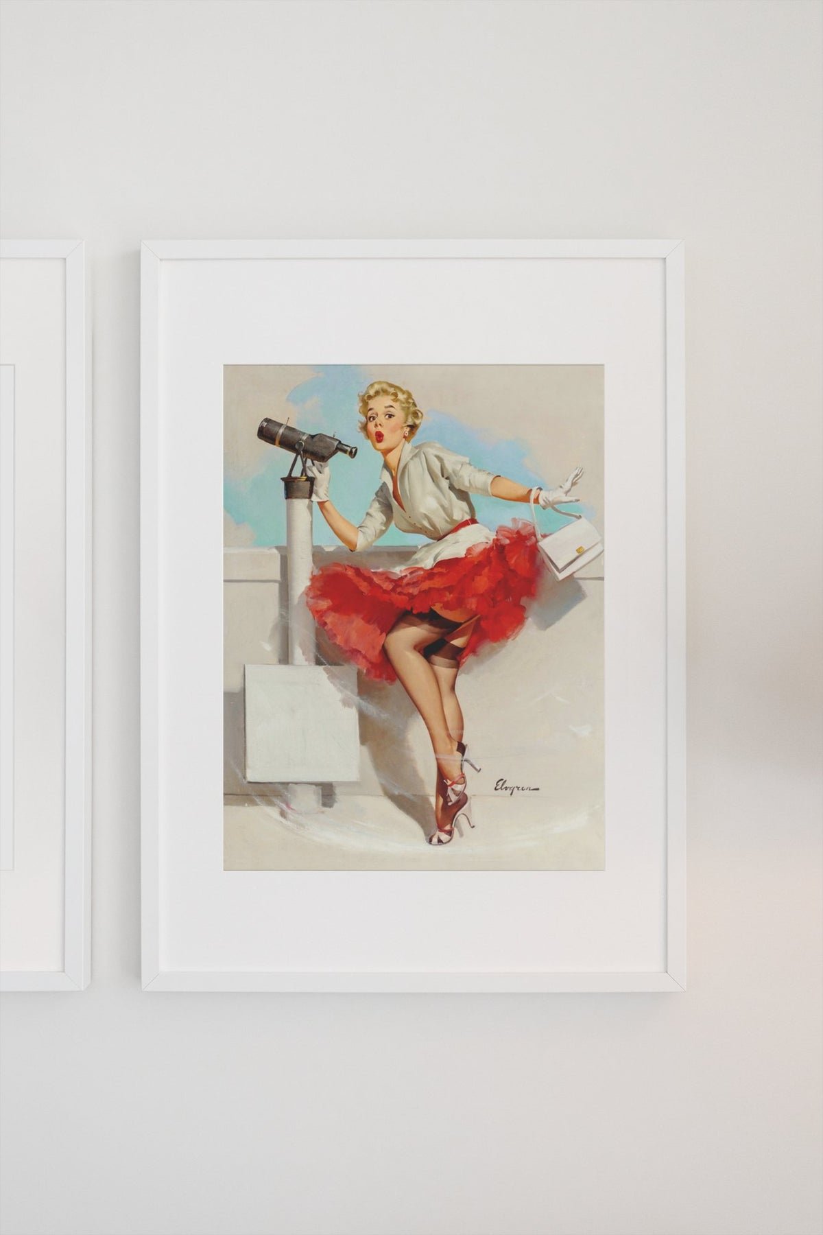 What a View by Gil Elvgren, pin-up poster — gallery wall