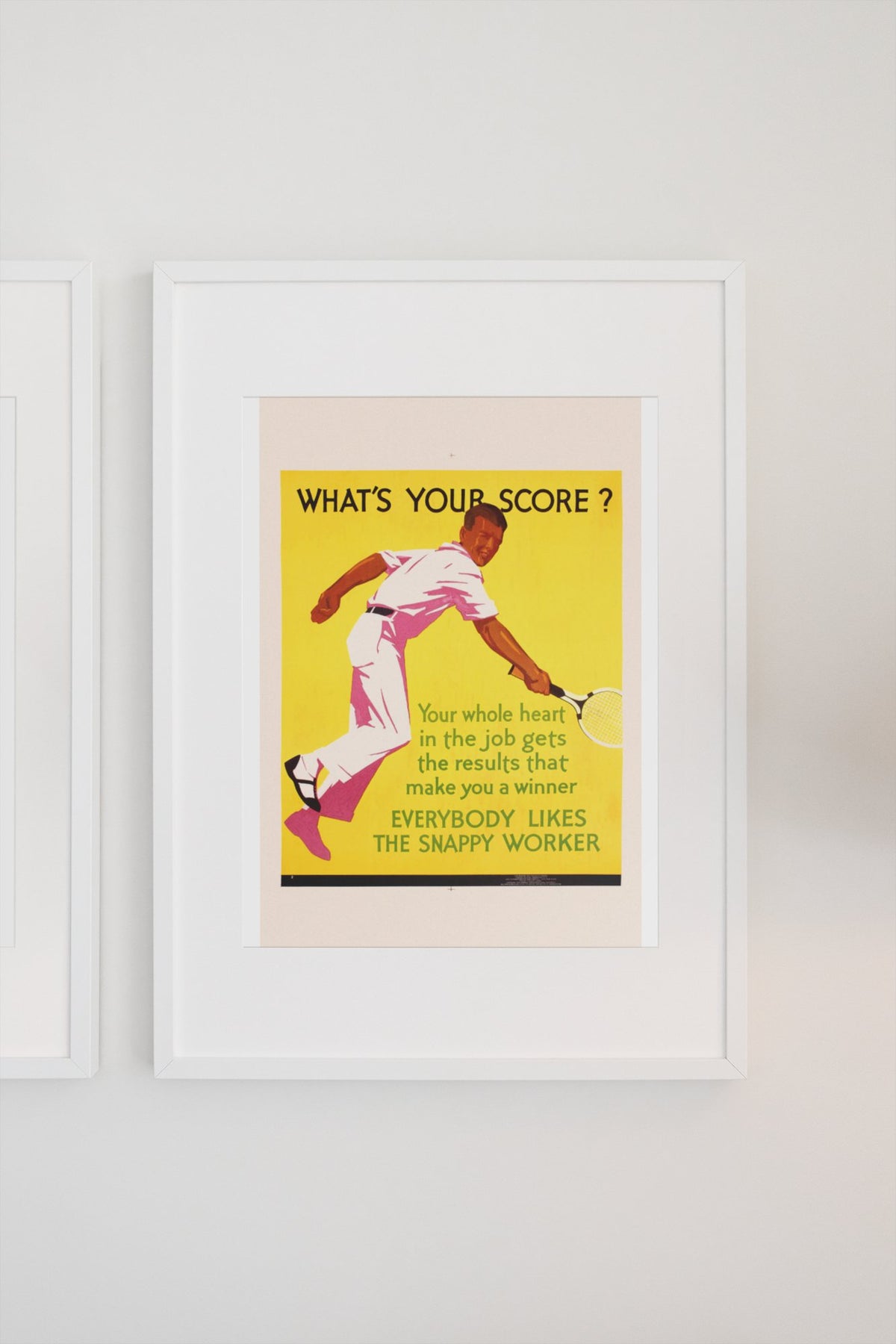 What’s Your Score poster in a white frame on a light wall