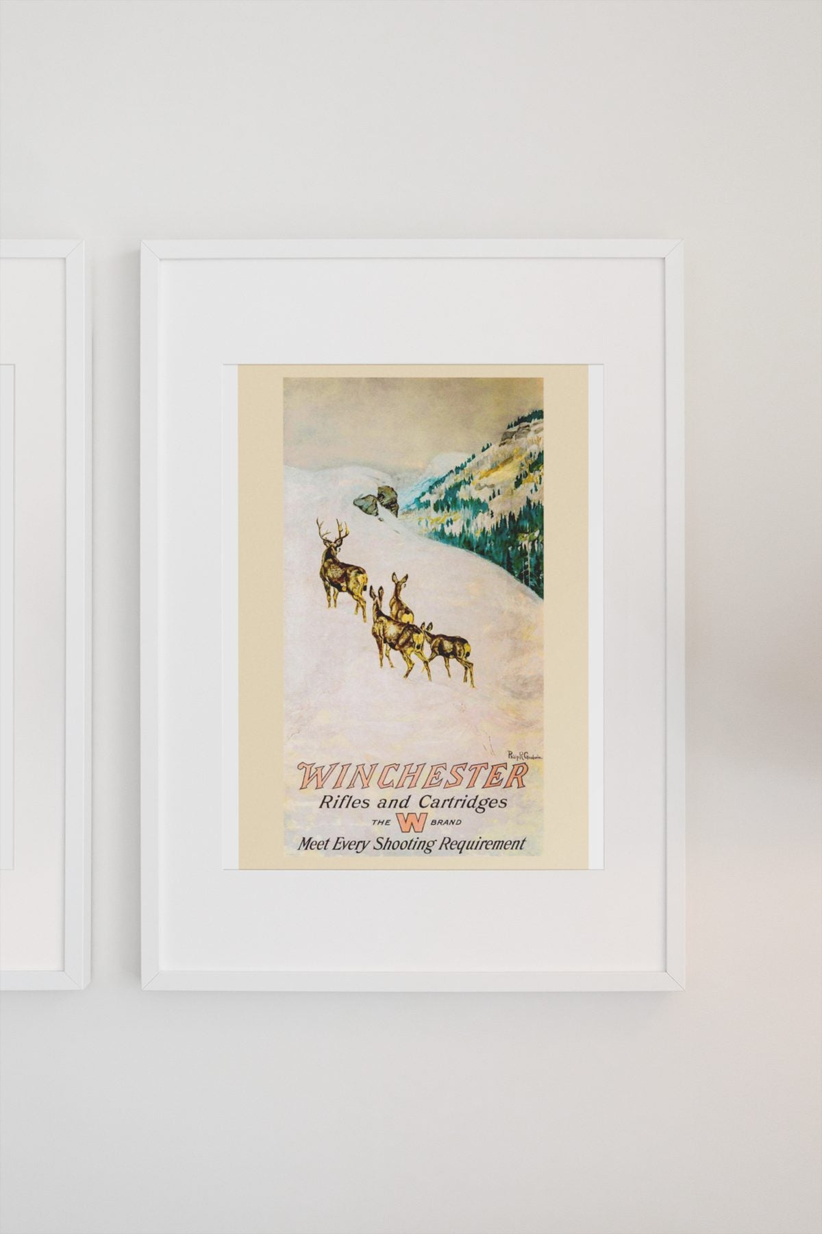 Winchester Rifles and Cartridges — Deer poster on a light wall