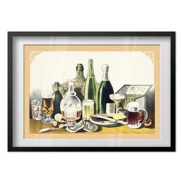 Wine Liquor Ale and Beer Sold Here poster in a black frame