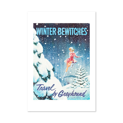 Winter Bewitches Greyhound poster print
