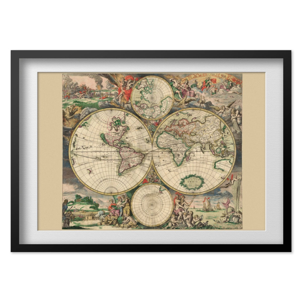 World Map 1689 print in a black frame
