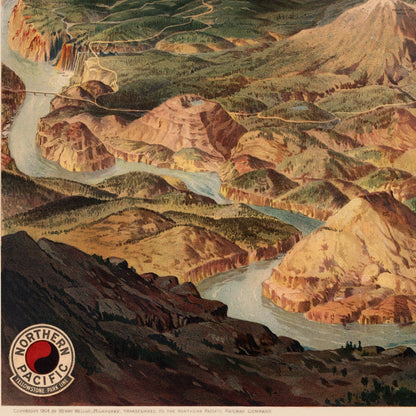 Close-up detail of the Yellowstone 1904 Map