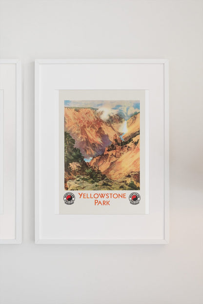 Yellowstone Park 1924 poster on a light wall