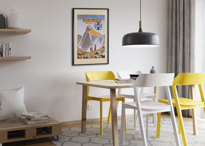 Yosemite Santa Fe poster framed above a dining table
