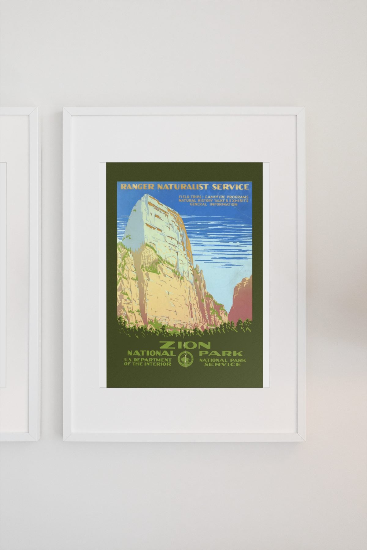 Zion National Park poster on a light wall