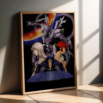 Zone of the Enders: Idolo (2001) Key Art poster in an oak frame leaning on a wooden floor