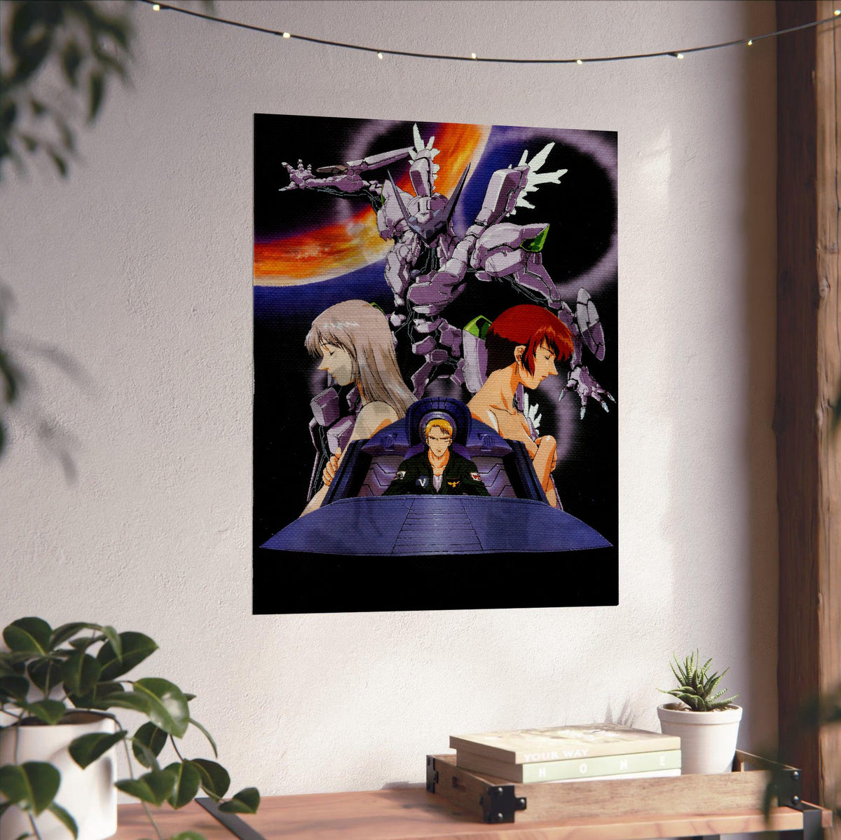 Zone of the Enders: Idolo (2001) Key Art poster unframed on a white wall above a desk