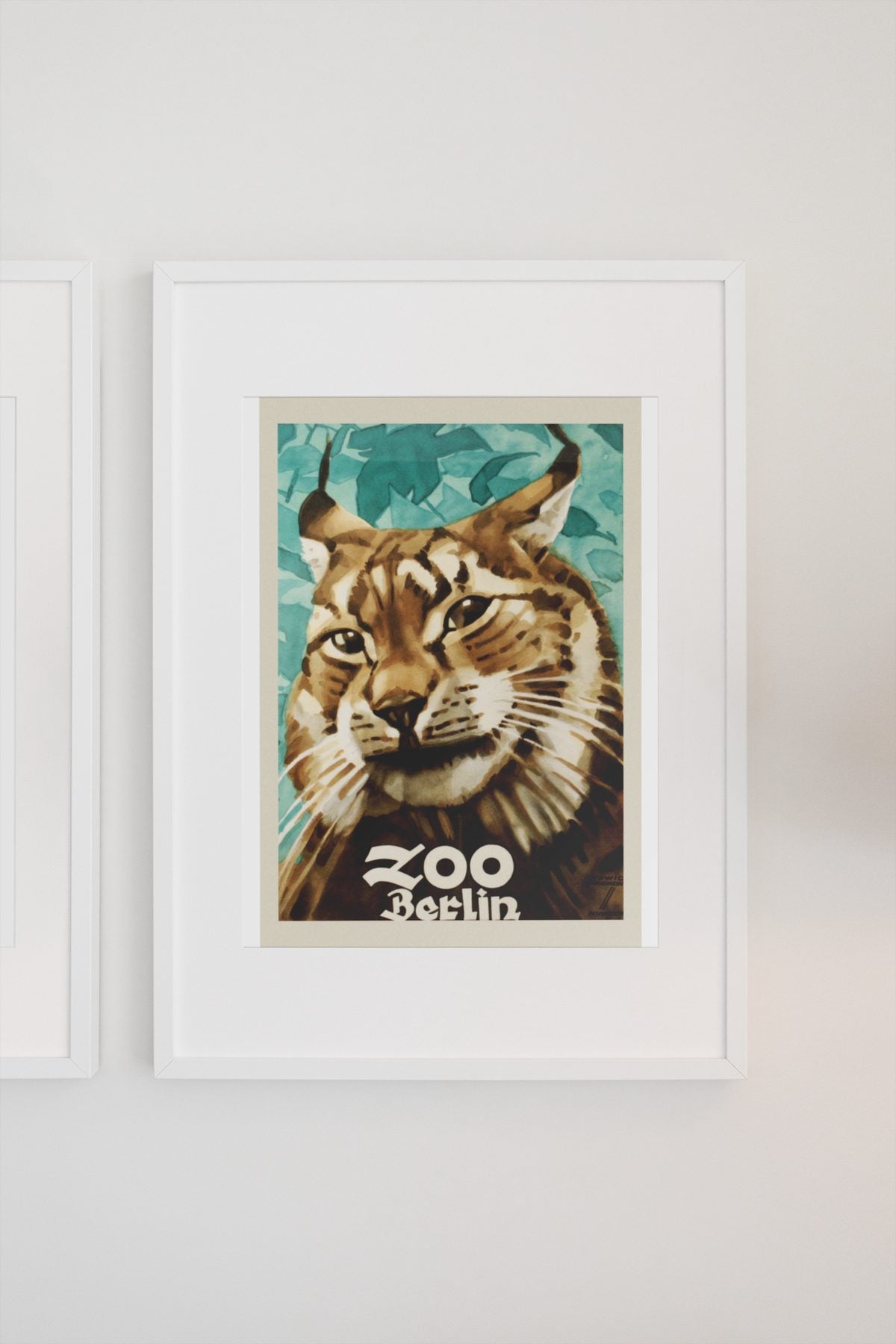 Zoo Berlin Lynx poster on a light wall