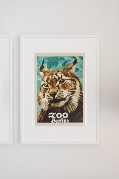 Zoo Berlin Lynx poster on a light wall