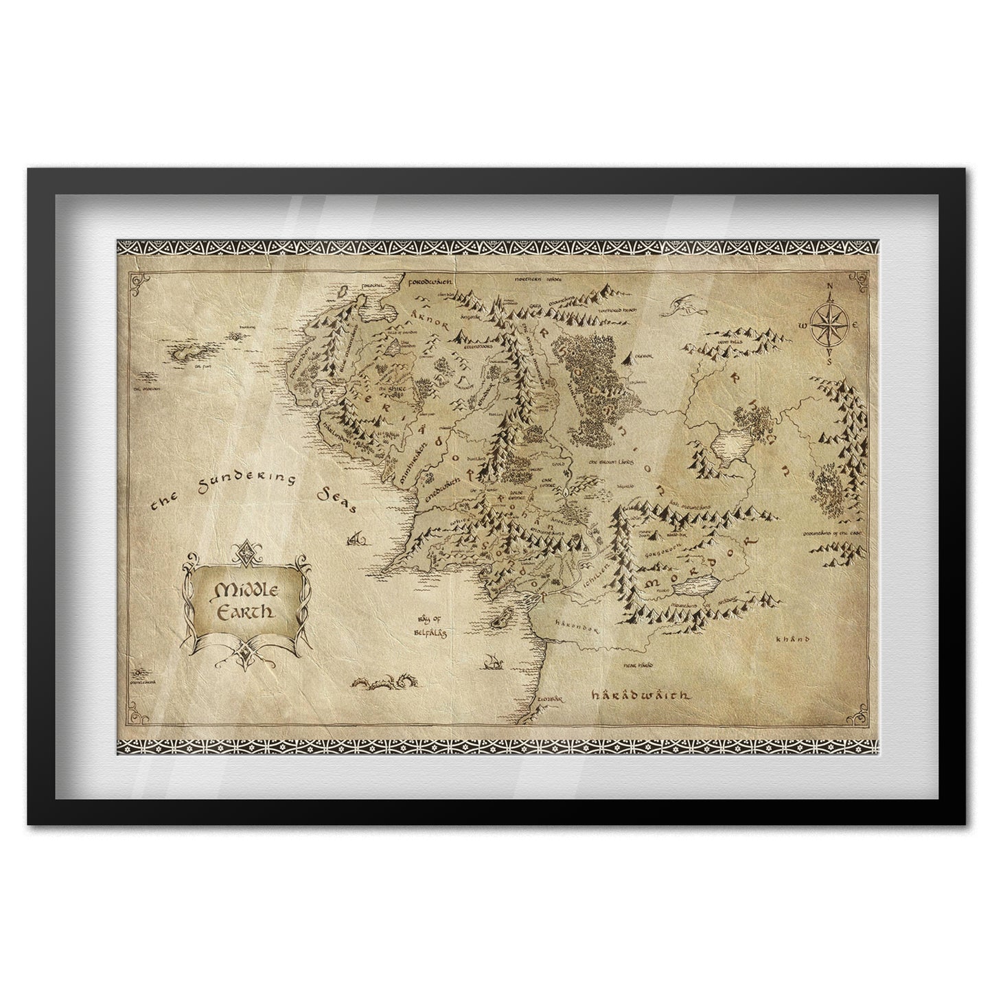 Lord of the Rings Poster - World Map Art