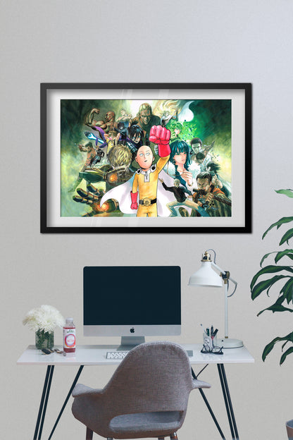 One Punch Man Anime Poster - The Heroes Artwork