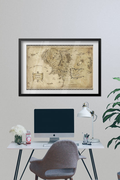 Lord of the Rings Poster - World Map Art