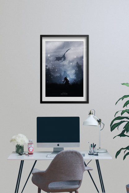 The Elder Scrolls V: Skyrim Poster - Night Dragon Art