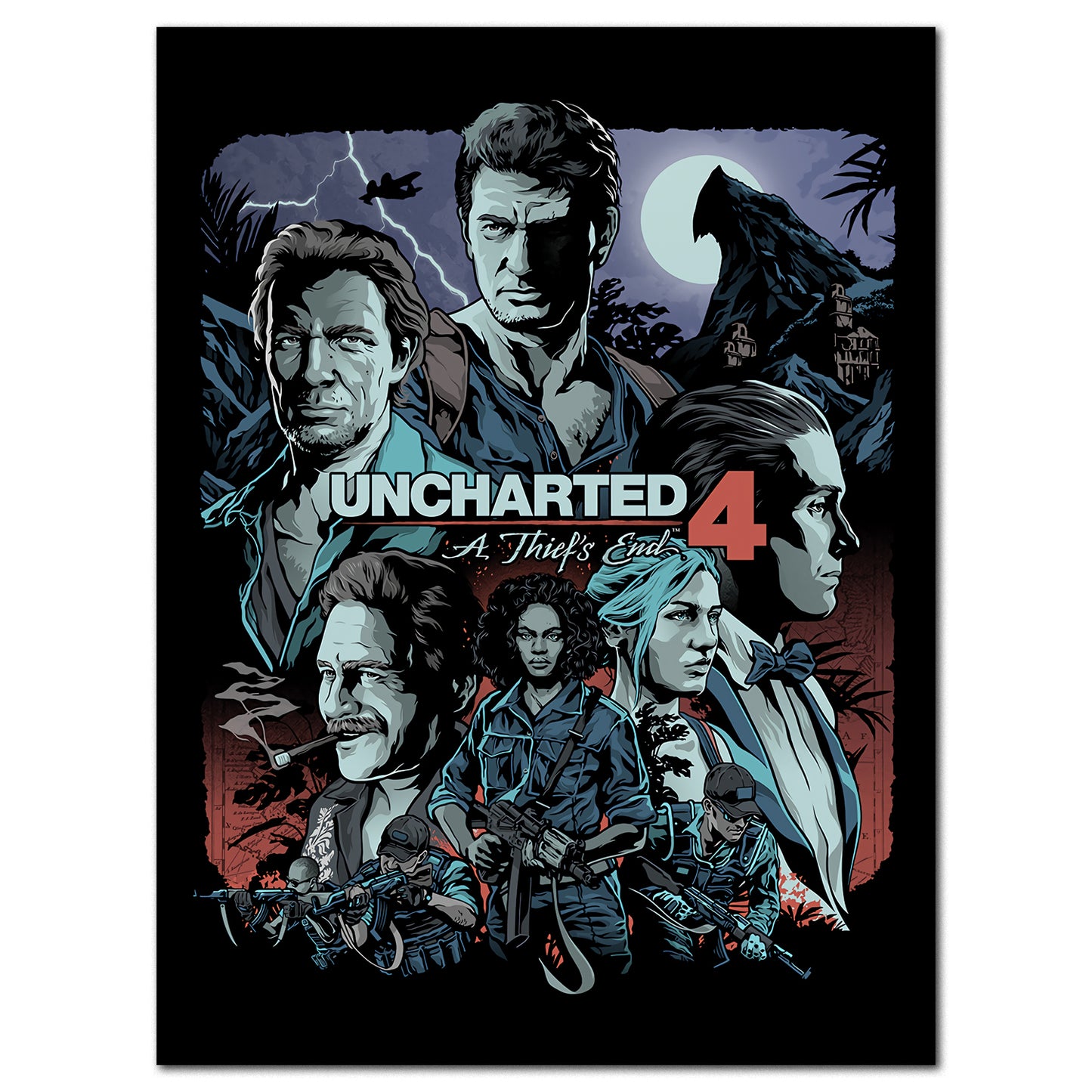 Uncharted 4: A Thief's End Poster — Collage Art Print | Naughty Dog PS4 Gaming Wall Art