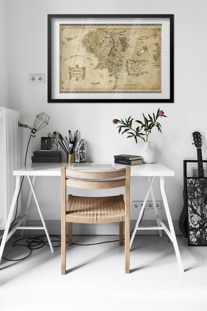 Lord of the Rings Poster - World Map Art